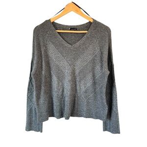 Smartwool Black Shadow Pine Cable V-Neck Boxy Sweater Wool Blend Women's Sz M